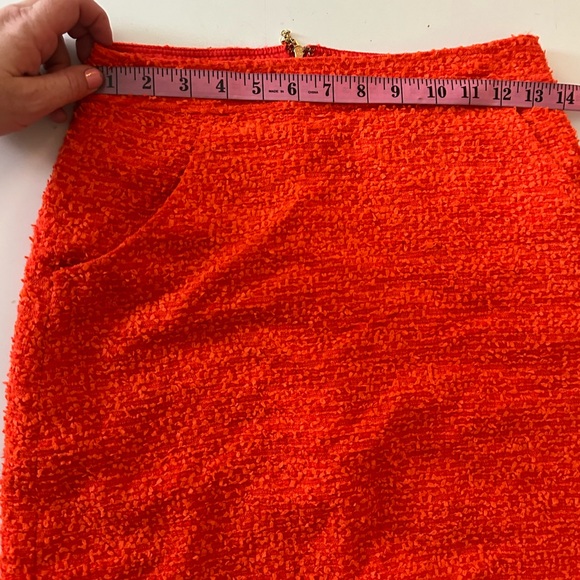 Kate Spade Orange Textured Gold Back Zip Hardware Women’s Pencil Skirt Size 4 - Picture 13 of 15